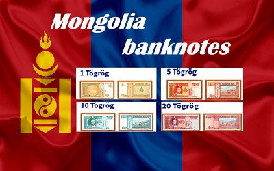 Mongolei Banknote 1 5 10 20 Togrog Tugrik 2007 2011 Gengis Khan Pferde Stepe