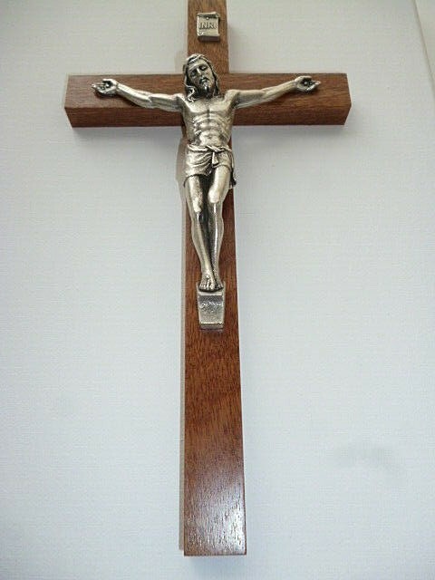 Large Olive Wood - Mahogany Wood Wall Crucifix 80cm / 31 In - Foto 4