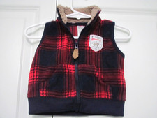 PRE-OWNED CARTER'S 3 MO. BOY'S RED AND DARK NAVY VEST W/ FULL ZIPPER