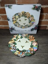 2001 Fitz and Floyd Toyland Canape Plate - Wreath 3-D with Original Box
