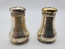 E & J.B. Antique Nickel-Silver Salt & Pepper Shakers #6900 Made in USA