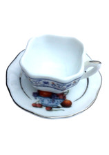 Mini Tazzina con Piattino in porcellana Classic Collection Decoro Floreale Lily