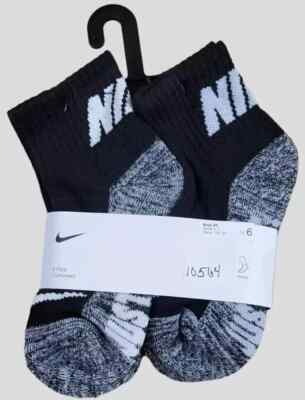 Pairs NIKE JORDAN Boy Girl BLACK QUARTER CUSHIONED Socks SIZE 5-7 SHOE  10C-3Y