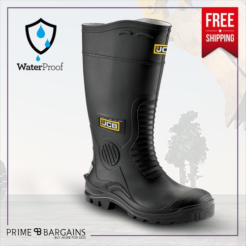 JCB hydromaster WELLINGTON Sicurezza Lavoro Stivali Stivali di Gomma  Impermeabili Punta in Acciaio Nero | eBay
