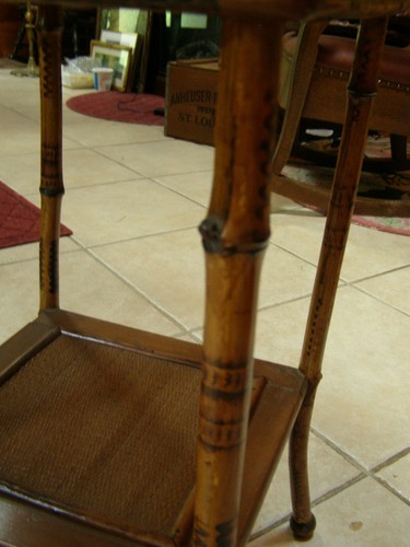 Vintage Victorian Chinese Bamboo Wicker Rattan Stand End Table Sewing Box  - Picture 9 of 12