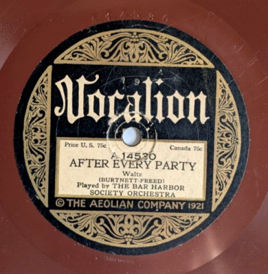 The Bar Harbor Society Orchestra   After Every Party / Red Moon 78 RPM VOCALION