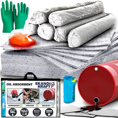 SKANDI KRAFT Oil Sorbent Ecological Mat 25 Stück 35l für Öl Wasser Kraftstoff