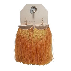 Authentic Anthropologie Women's Tassel Gold Plated Yellow Statement Earrings NWT