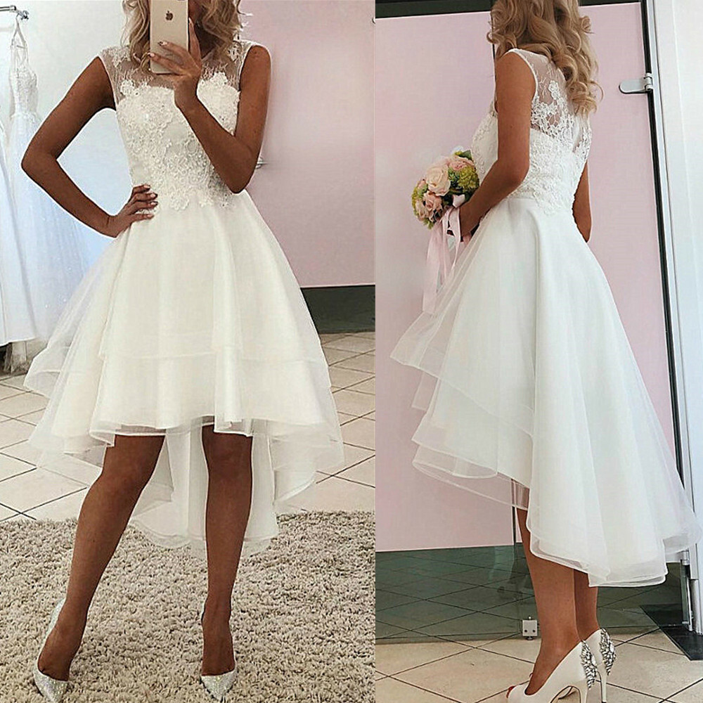 Lace Short Beach Gown Boho Wedding Dresses High Low Tulle Lace Short Beach Gown Boho Wedding Dresses High Low Tulle