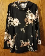 Lularoe Amber Hoodie 2XL Black Brown White Floral NWT