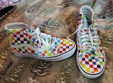 VANS SK8-Hi COMFYCUSH TIE DYE RAINBOW CHECKER 721366 Women's 8 Men's 6.5