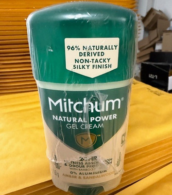 6 X SEALED Mitchum Men's Natural Deodorant Amber & Sandalwood Gel Cream NEW