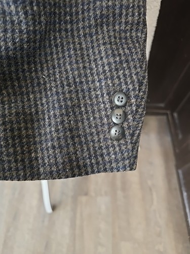 Woolrich Blazer Men's Size L Herringbone Gray/blue/brown Wool Button Vintage USA - Picture 4 of 20
