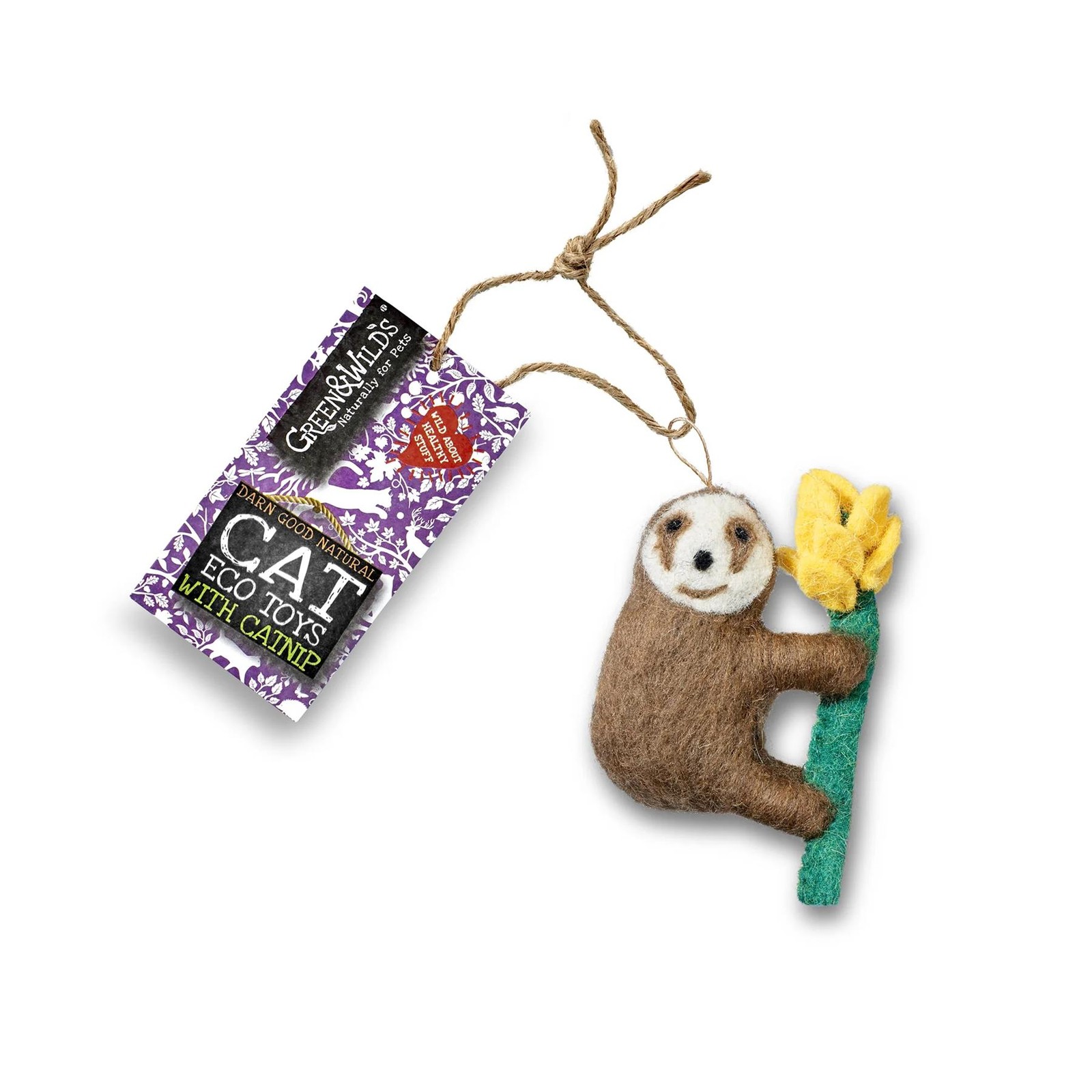 Green & Wilds Eco-Friendly Sally Sloth Catnip Cat Toy - Gift for Cat Lovers