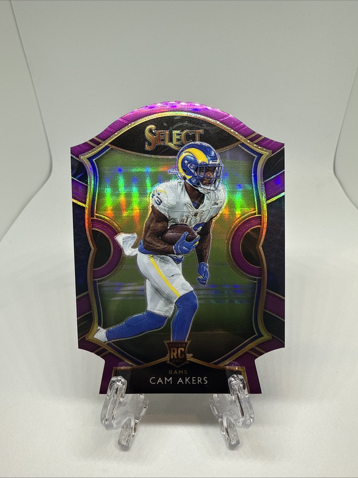 2020 Panini Select CAM AKERS #55 RC CONCOURSE PURPLE PRIZM DIE-CUT RAMS