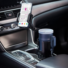 Cup Holder Phone Mount, 2 in 1 Cup Holder Expander for Car Long Arm with 360 Rot