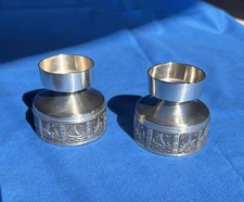 Mid-century Norway Pewter Nautical Sailboat Fishing Selandia Candle Holder Pair