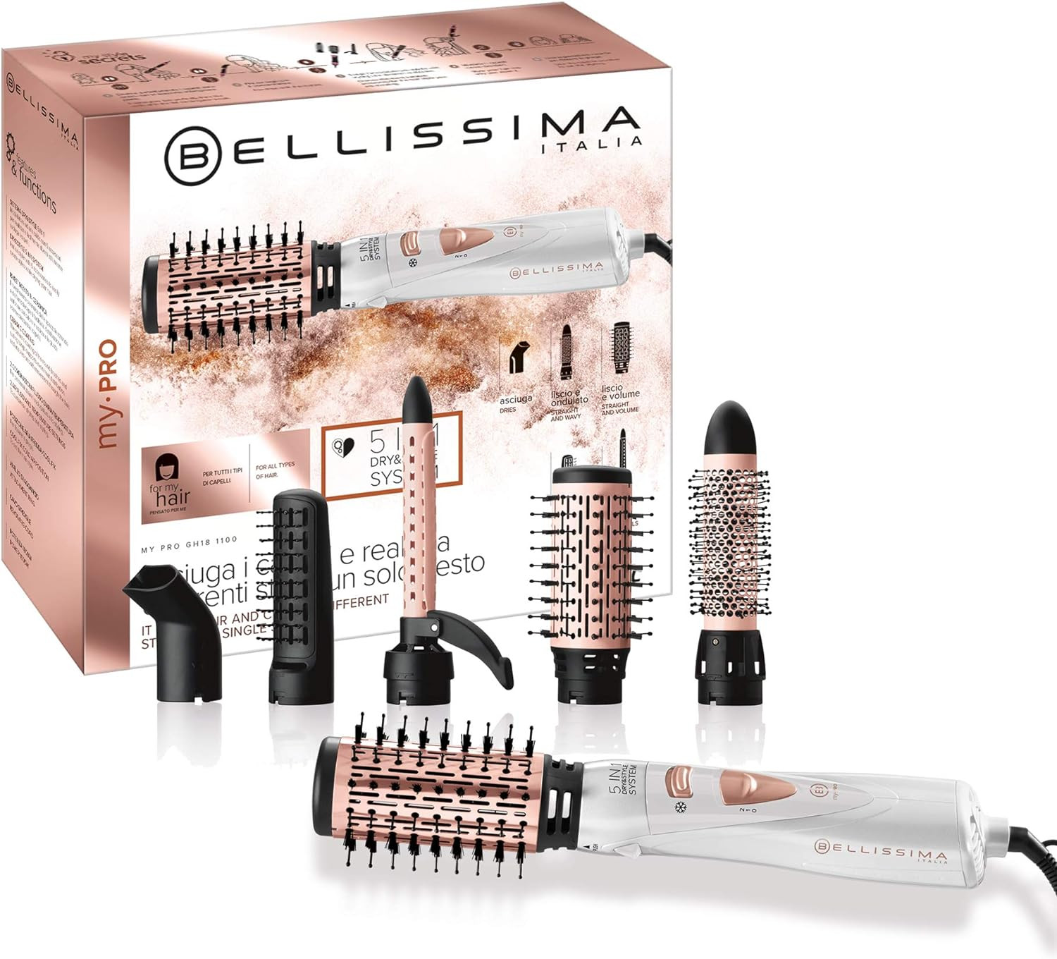Imetec Bellissima GH18 1100: Spazzola Aria Calda 5 in 1 Styling Professionale