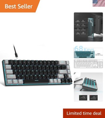 Portable 60% Mechanical Gaming Keyboard, MK-Box LED Backlit Compact 68 Keys M...