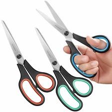 3-Pack 8" Scissors, Stainless Steel Craft Scissors, All Purpose Heavy Duty Sc...