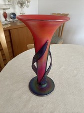 Igor Muller Art Glass Vase Hand Blown Iridescent Czech Art Nouveau. H32cm