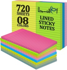 12 Pack Lined Sticky Notes 4x6 Inch   Large Ruled Self-Stick Note Pads 72