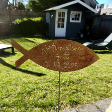 Fisch personalisiert Konfirmation Kommunion Rost Dekoration