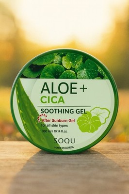 SOQU Aloe + Cica Soothing Gel   After Sunburn Relief   300ml   All Skin Types