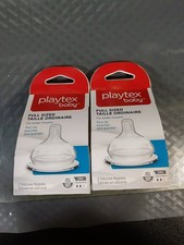 2x 4pcs Playtex Baby Full Sized Silicone Medium Flow Wider Mouth Nipples L20
