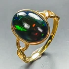 15x11 mm. gem Natural Black Opal Ring 925 Sterling Silver Size 8.5 /R462065