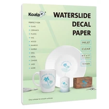 Koala Waterslide Decal Paper INKJET CLEAR, 10 Sheets 8.5x11 Inch Water Slide ...