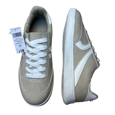 PEACOCKS Sneaker Damen Creme Größe UK 4 EU 37 Retro Sneaker Schnürschuhe Neu mit Etikett