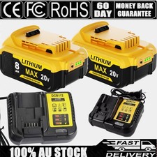 20V 8.0AH For Dewalt Max XR Lithium Ion Battery/ Charger DCB206-2 2 DCB204