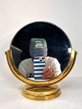 CB2 Round Brass Vanity Mirror 2-Sided Regular Magnifying Crate Barrel