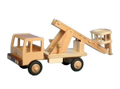 LKW Arbeitsbühne - Werdauer Holzspielzeug zweiachsig Holz Bau Fahrzeug Kinder - Bild 1 von 3