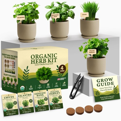 #ad HOME GROWN Indoor Organic Herb Garden Kit – Unique Christmas Gift for Adults... $29.05