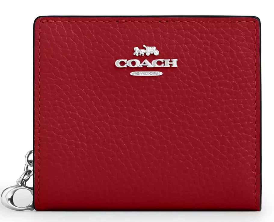 ❤️Coach Snap Wallet - CBO77 Dark Cardinal Red Pebble Leather w/C