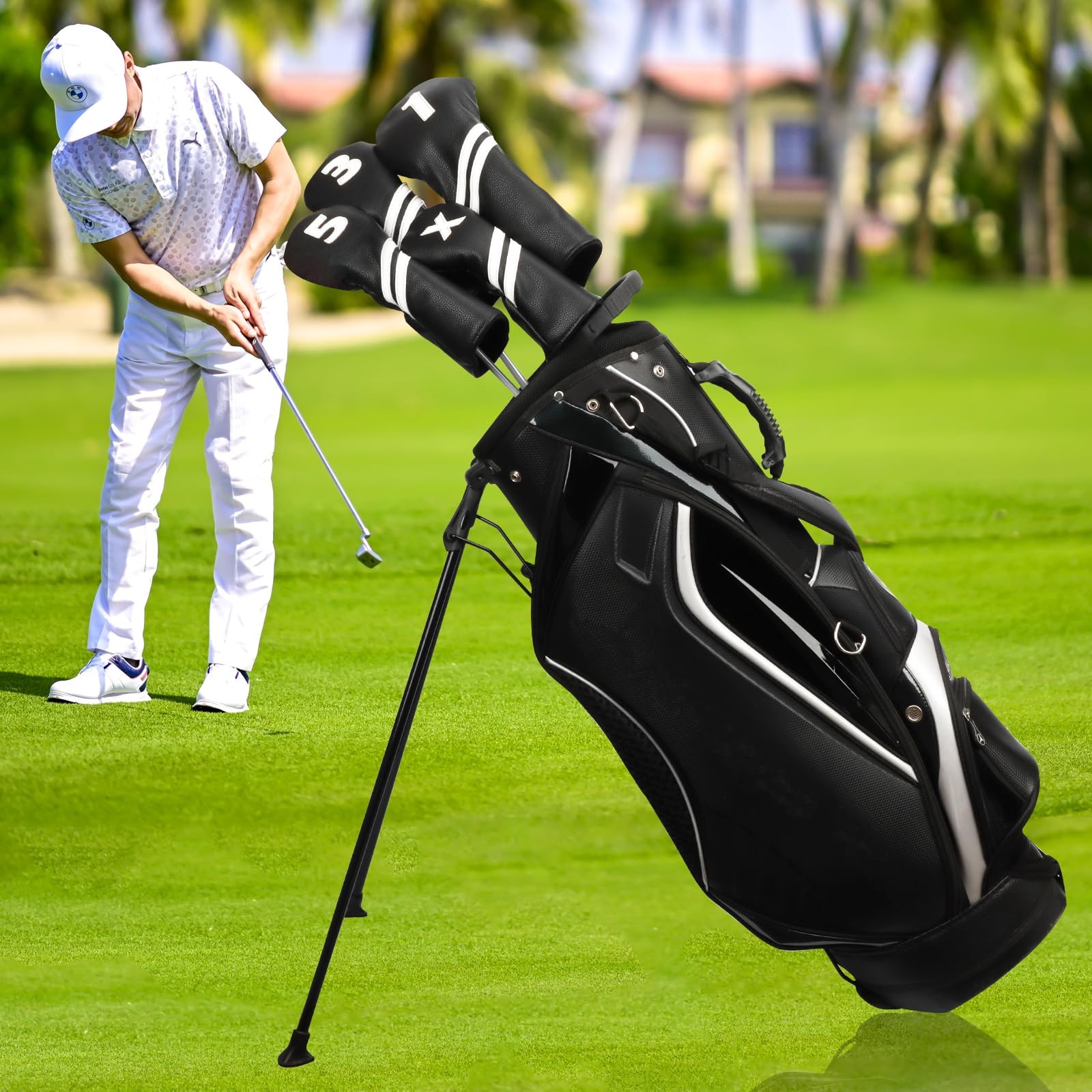 Golf Club Covers,4pcs Golf Head Covers for Woods and Driver Fairway Hybrids f...