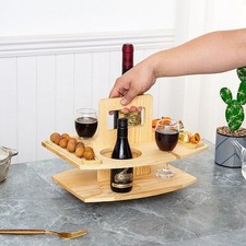 Wooden Wine Rack Outdoor Picnic Table Portable Wine Rack OAK VALLEY PROPER NIB