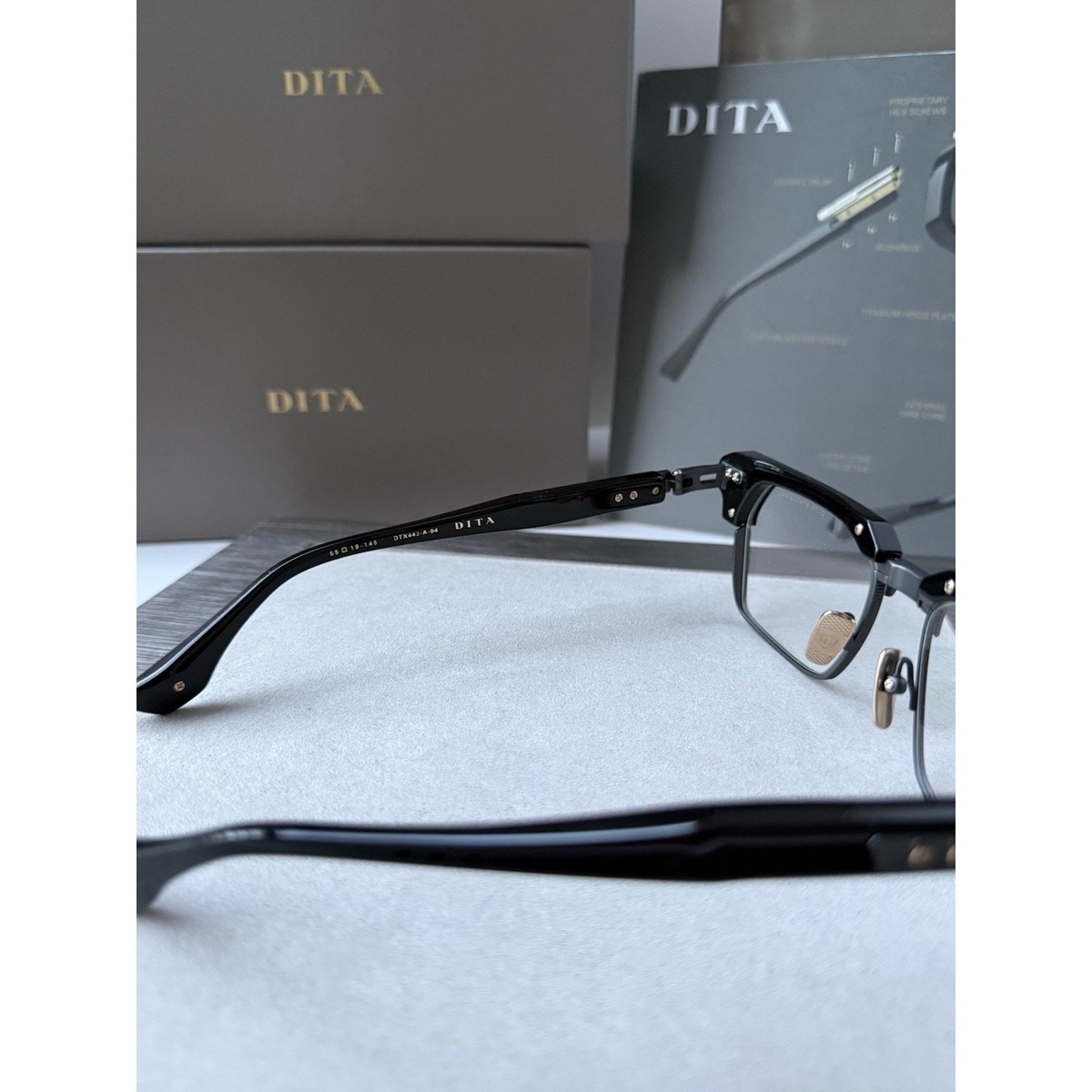 DITA STATESMAN SEVEN DTX 443-A-04 Black Iron Clear Lens Eyeglasses