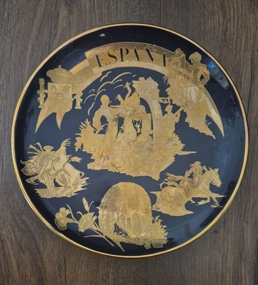Flamenco Spanien España 24 Kt. Teller vergoldet 20 cm