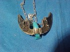 Vintage NAVAJO STERLING Silver NECKLACE w TURQUOISE FLYING EAGLE Pendant 13gm — photo 3