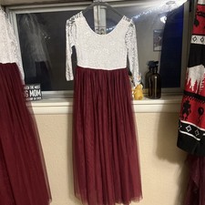 Cute 2bunnies Girls Size 9 Flower Girl/Formal Dress Red White Lace Worn Once