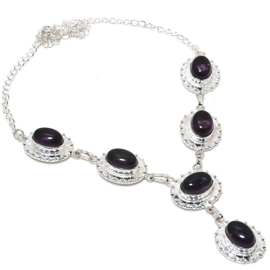 VALENTINO Bracciale gioielli in argento sterling 925 fatto a mano con pietre preziose ametista viola misura 7 8"