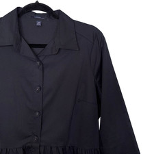Land's End Black Three Quarter Sleeve A-Line Shirt Dress - Size 14P