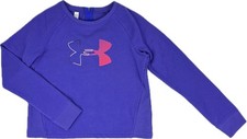 Under Armour Kids Purple Cotton Long Sleeve Zip Back Loose Pullover Sweatshirt L