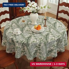 Round Waterproof Tablecloth Linen Textured Table Cloth,Stain and Wrinkle Resista