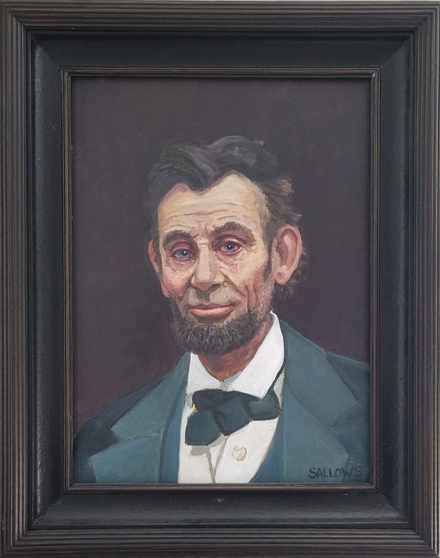 Framed Art Oil Painting Portrait 12x16 President Lincoln Realiism Sallows