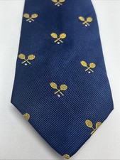 Polo Ralph Lauren Silk Tie Blue Tennis Hand Made Italy 3 X 52