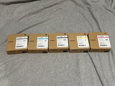 5 Genuine Canon PRO-2000,4000,6000,6100 Inks PFI-1300 PC,PM,Y,PBK,GY 330ML